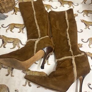 Manolo Blahnik - size 38 1/2 Shearling knee boots